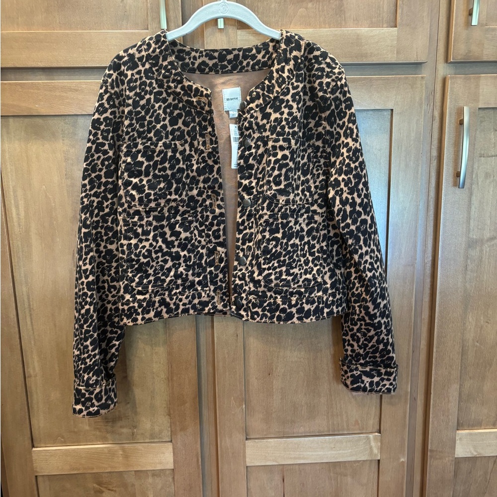 Maeve Leopard Print Cropped Jacket